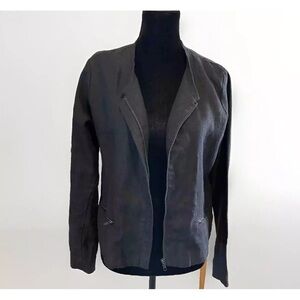 Gibson Linen Blazer S Womens Black Jacket Full Zip Long Sleeve Office Church